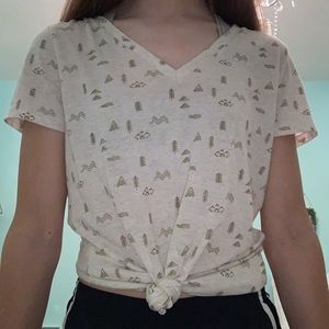 white adventure printed tee